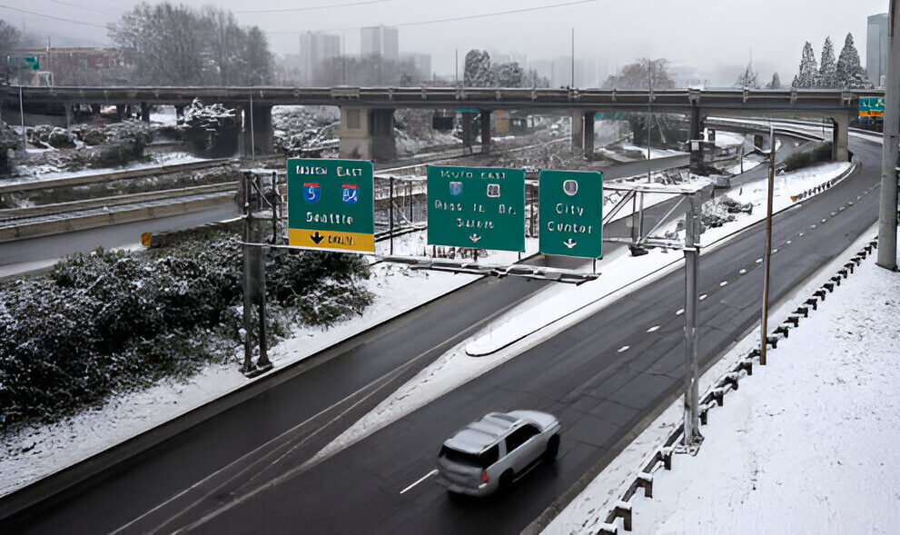 Highway Driving In Winter 